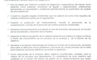 POLITICA DE CALIDAD Y AMBIENTAL